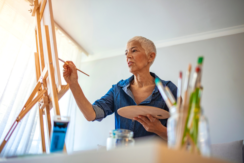 Activities to Improve Mental Health: Senior Woman Painting